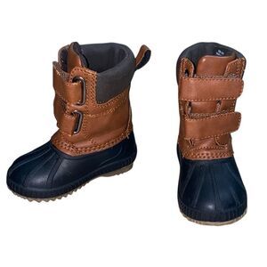 GAP Toddler Duck Boots Size 5T/6T Brown Water-Resistant Velcro Snow Boots
